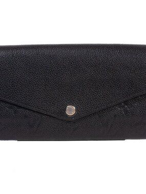 Authentic Louis Vuitton Black Monogram Empreinte Leather Sarah Wallet